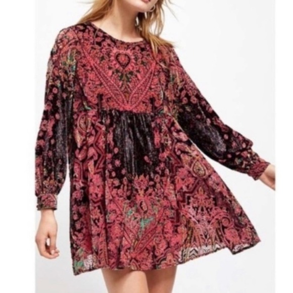 free people mirror mirror velvet mini dress Free People Mirror Mirror Velvet Mini Dress - Wine Combo